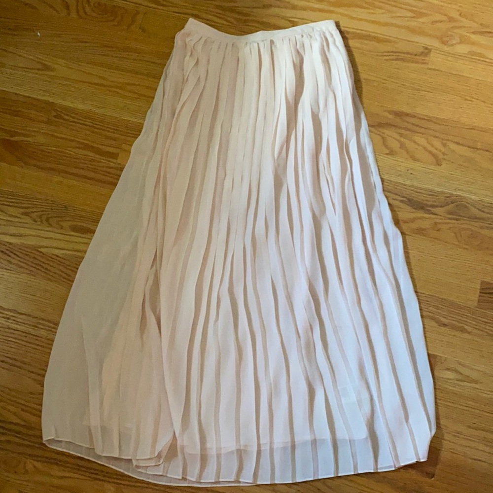 Long Pink Pleated Skirt